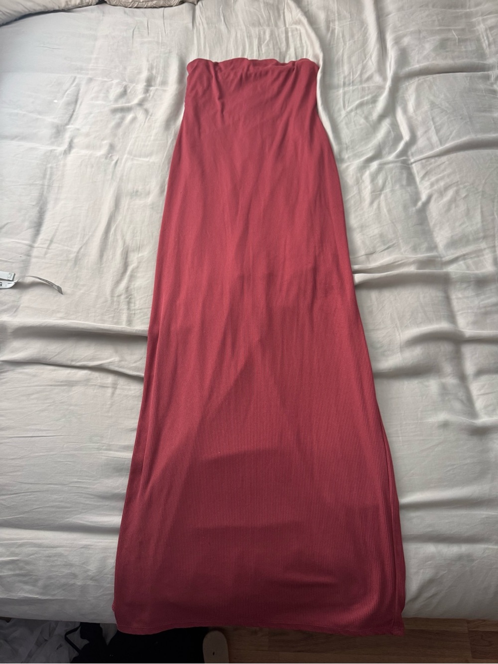 Strapless Tube Midi Dress in Rose